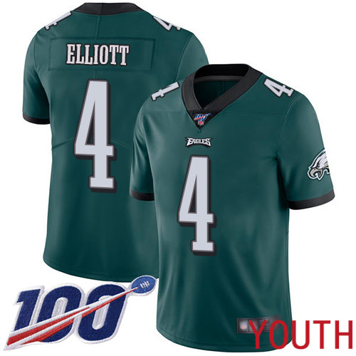 Youth Philadelphia Eagles 4 Jake Elliott Midnight Green Team Color Vapor Untouchable NFL Jersey Limited Player 100th